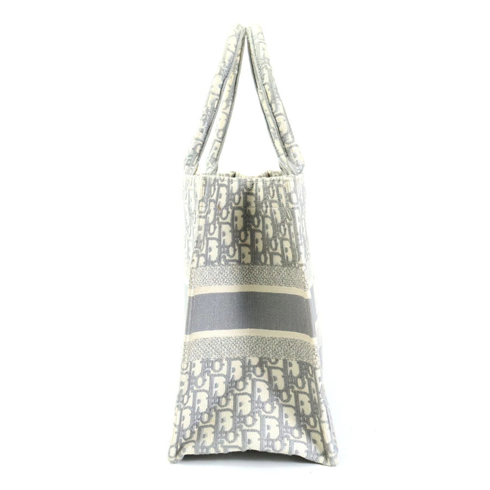 Dior White book handbag  bag tote canvas Ivory Christian gray